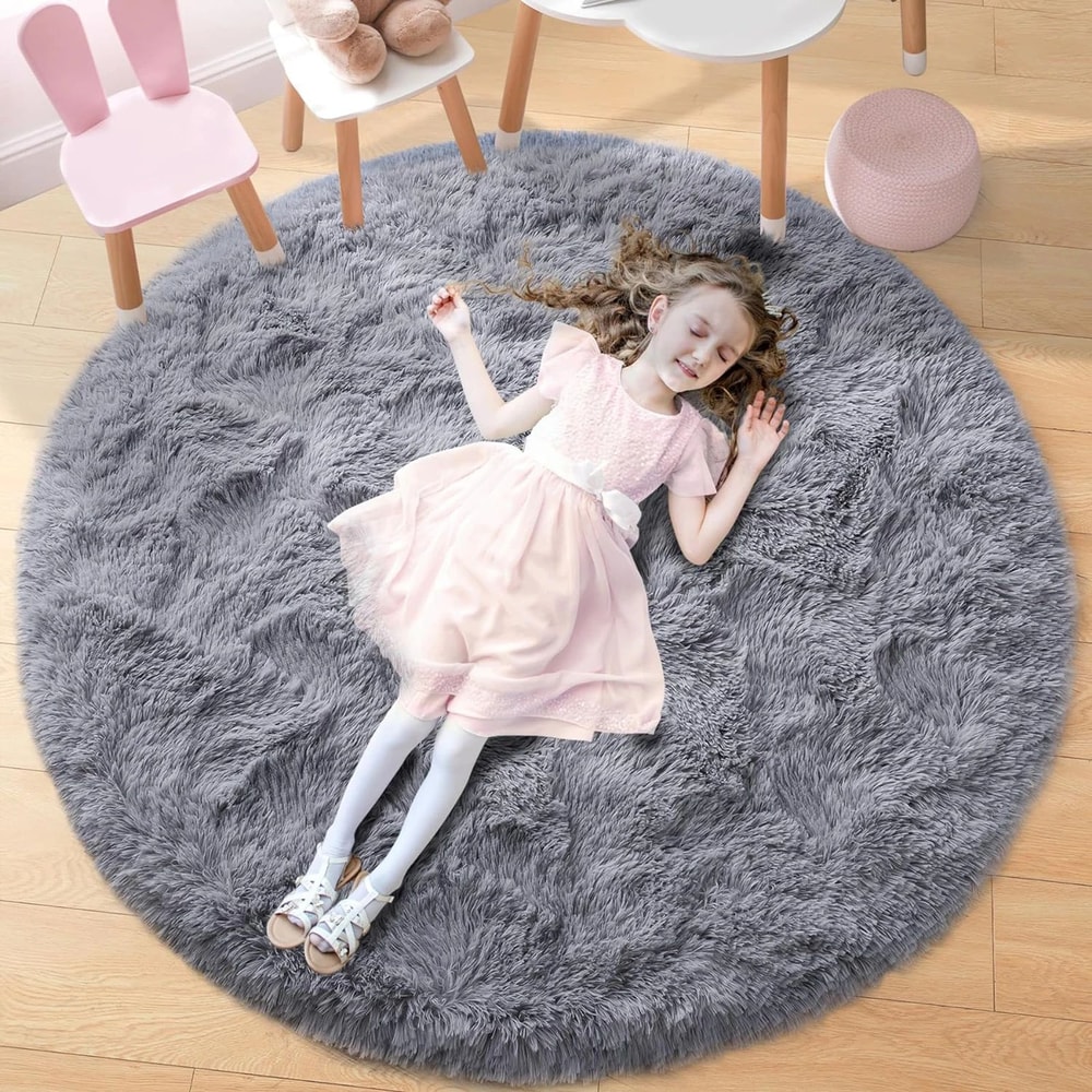 Fluffy Round Rug Soft Shaggy Carpet For Bedroom And Living Room 8