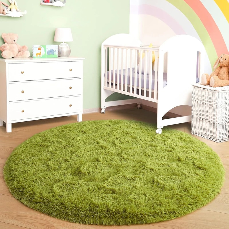 Fluffy Round Rug Soft Shaggy Carpet For Bedroom And Living Room 1