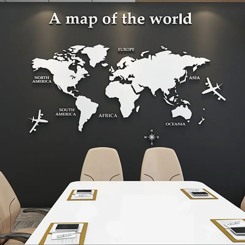 3D Acrylic World Map Wall Sticker Modern Wall Decor 1