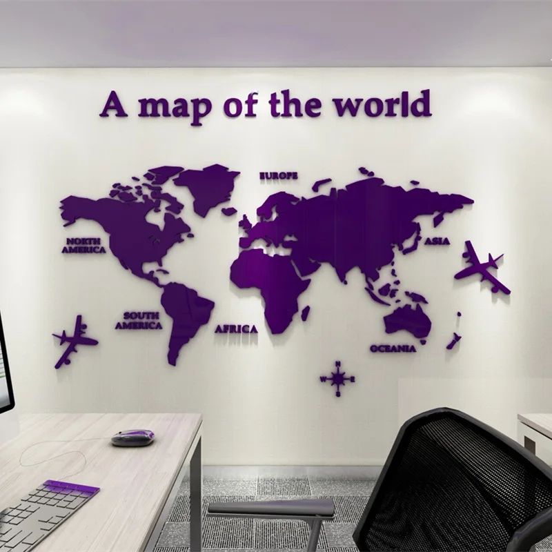 3D Acrylic World Map Wall Sticker Modern Wall Decor 12