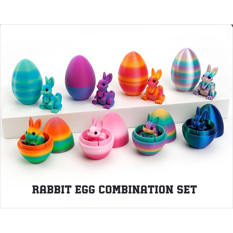 3D Printed Easter Bunny Egg Ornament Cute Rabbit Desk Decor 1