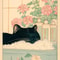 Japanese Cat Bathtub Canvas Wall Art Retro Japandi Poster 16