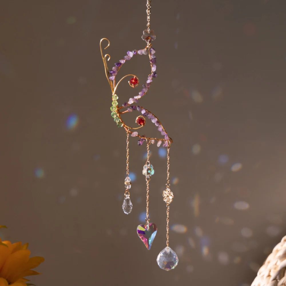 Crystal Sun Moon Suncatcher Prism Wind Chime Hanging Light Decor 6