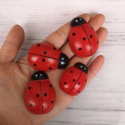 wooden ladybug miniature fairy garden decor diy craft ornament