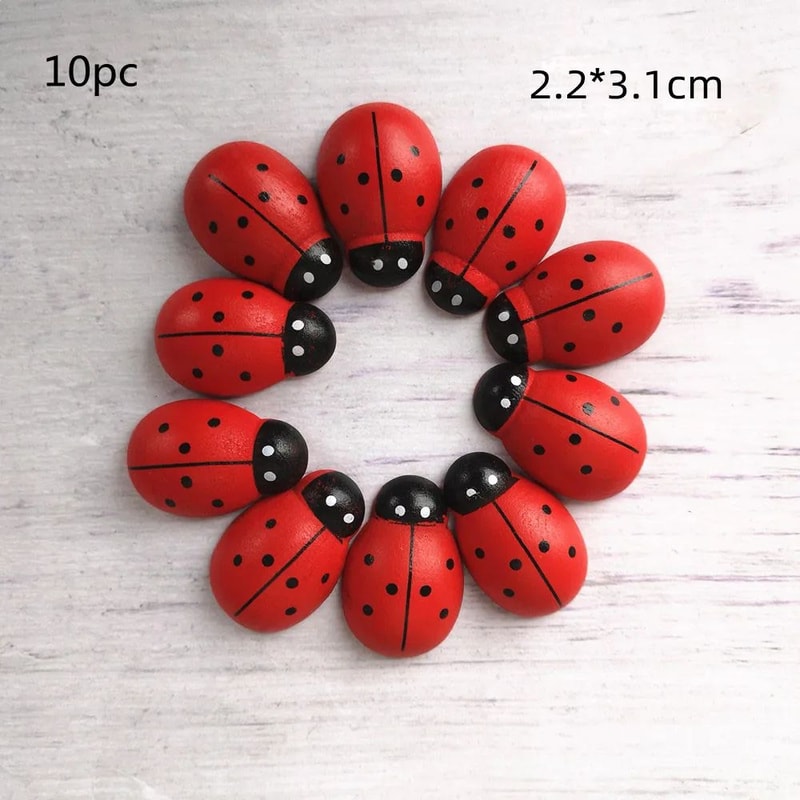 Wooden Ladybug Miniature Fairy Garden Decor DIY Craft Ornament 7