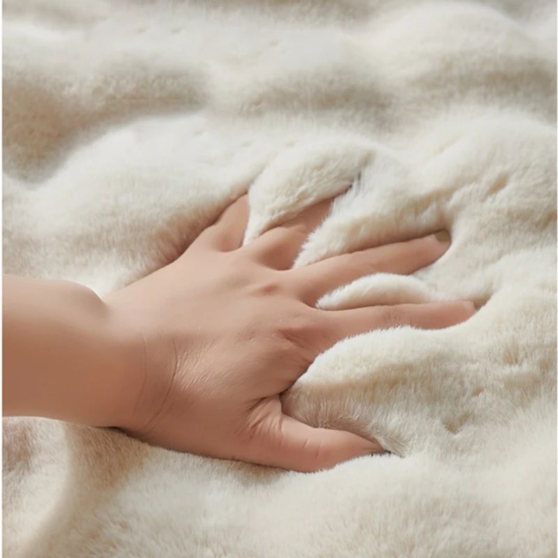 Round Faux Fur Plush Rug Soft Fluffy Carpet Cozy Floor Mat 2