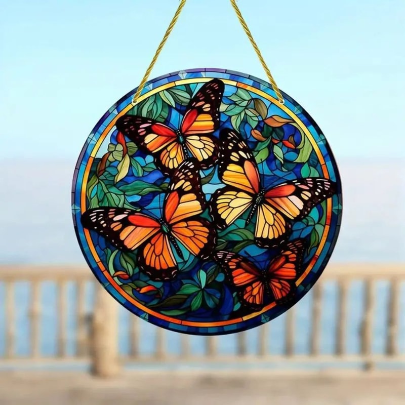 Butterfly Stained Glass Suncatcher Hanging Window Art Decor 7