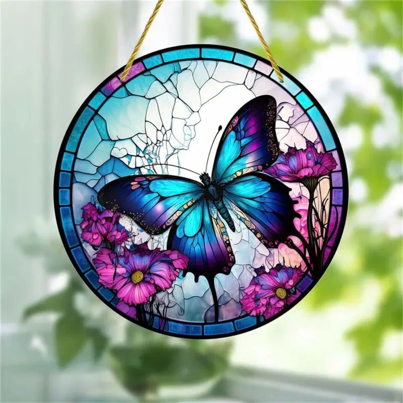 Butterfly Stained Glass Suncatcher Hanging Window Art Decor 15