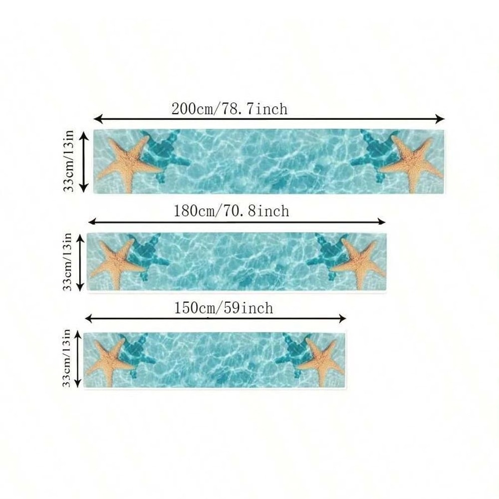 Ocean Starfish Table Runner Linen Coastal Dining Table Decor 1