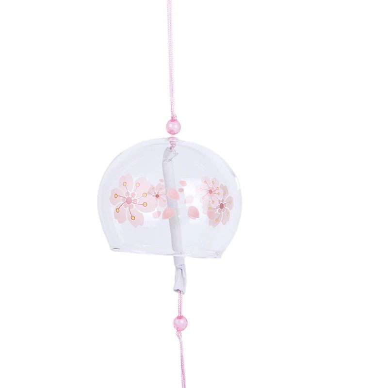Japanese Sakura Glass Wind Chime Hanging Cherry Blossom Bell Decor 5