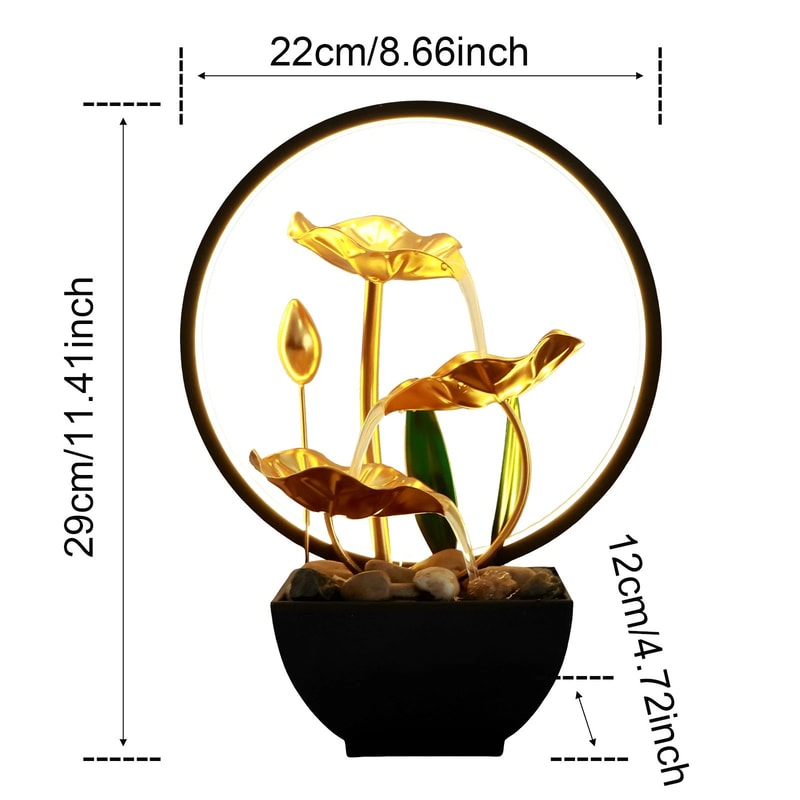 USB Tabletop Water Fountain Relaxation Desktop Waterfall Decor With LED Light 8