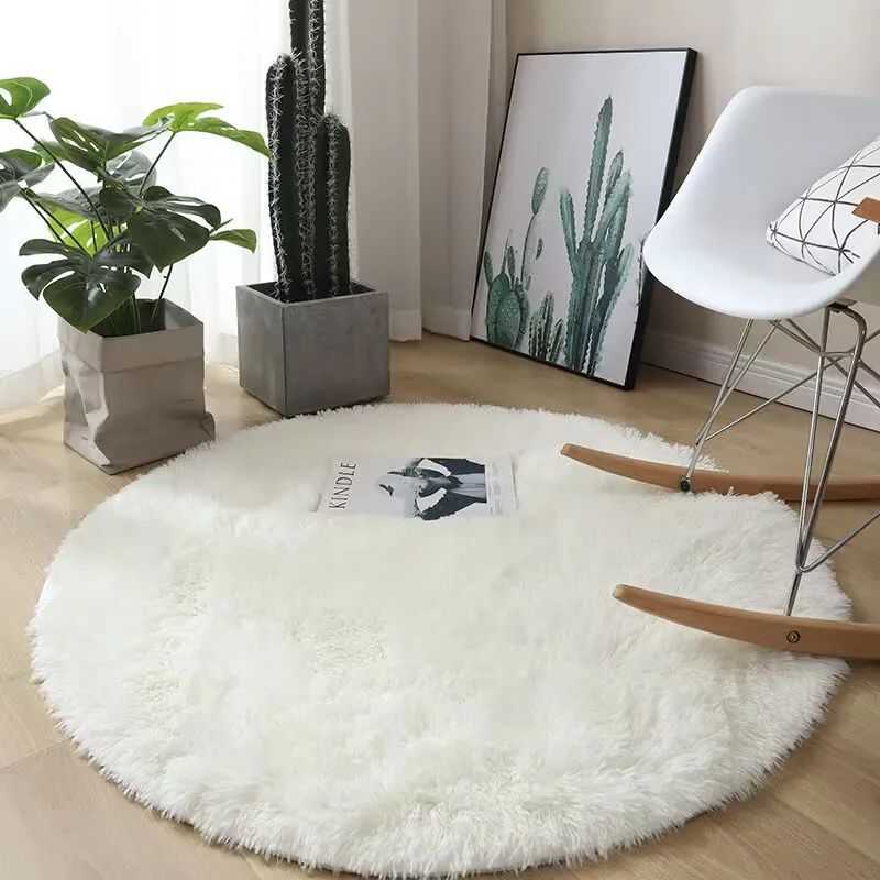 Round Plush Fluffy Rug Soft Carpet Non Slip Cozy Floor Mat 10