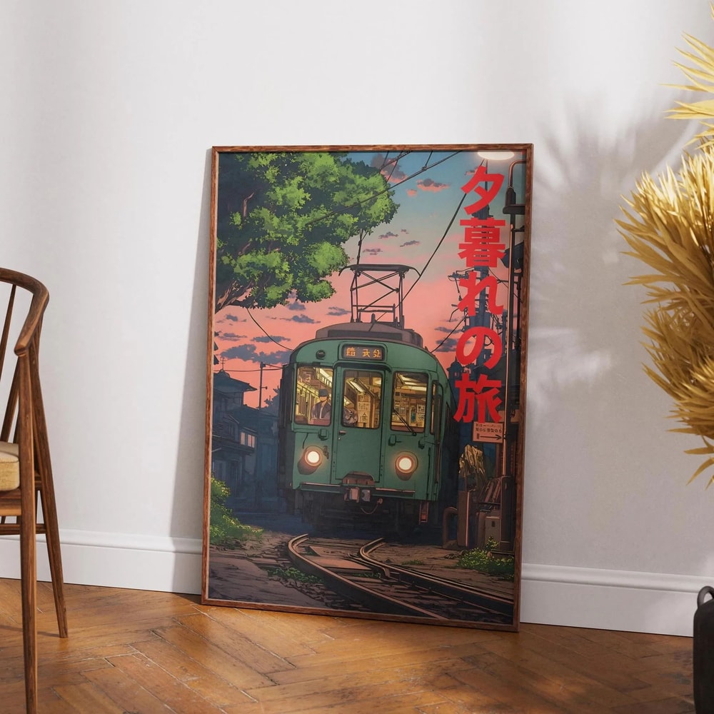 Retro Tokyo Rainy Night Canvas Japanese Street Wall Art Poster 17