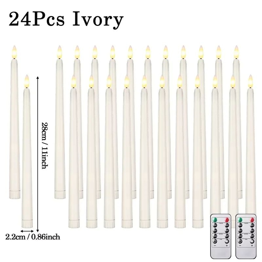 LED Flameless Taper Candles Set Battery Operated Flickering Candle Decor For Home And Events 10