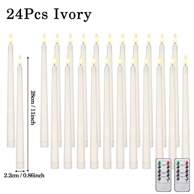 LED Flameless Taper Candles Set Battery Operated Flickering Candle Decor For Home And Events 10