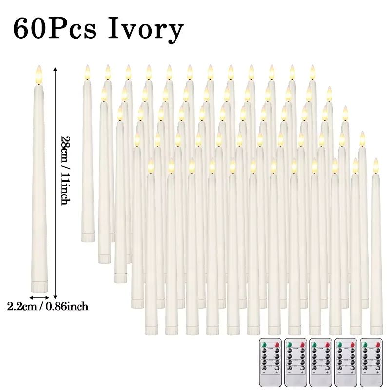 LED Flameless Taper Candles Set Battery Operated Flickering Candle Decor For Home And Events 12
