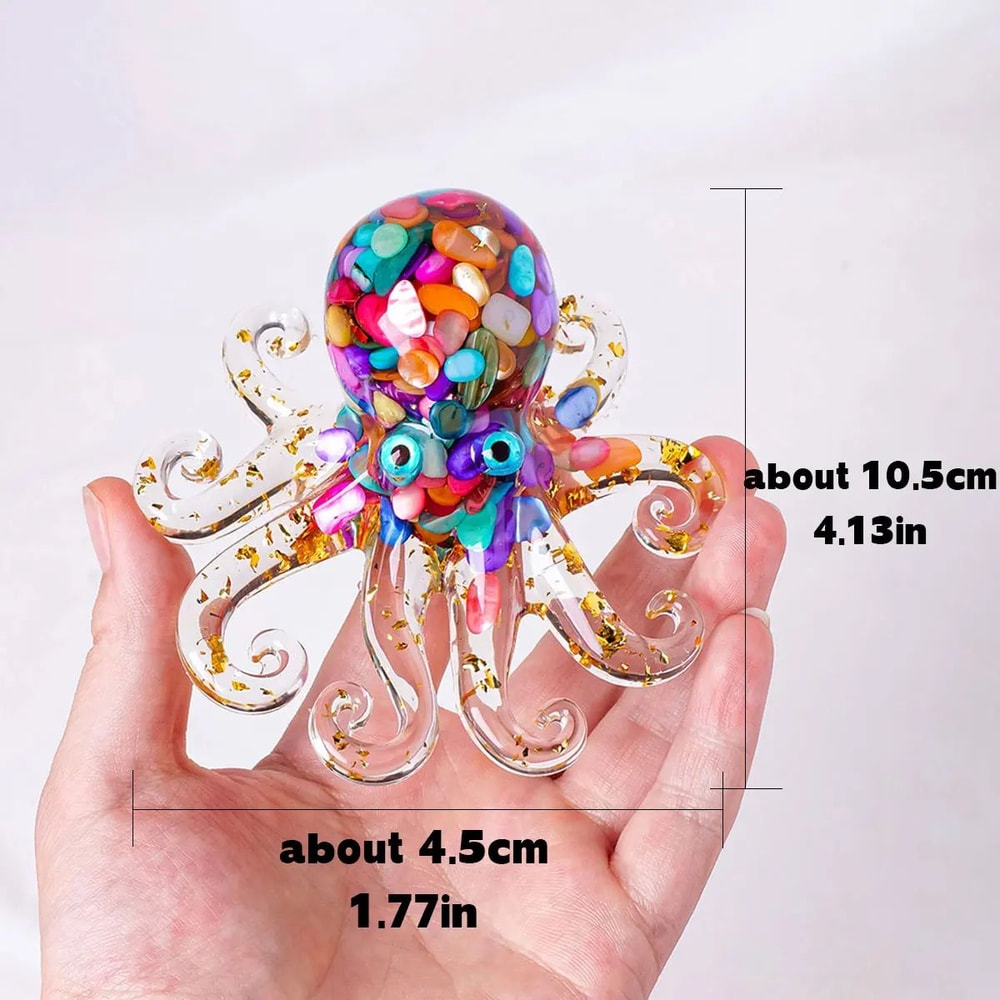 Natural Crystal Octopus Statue Decorative Resin Sculpture Reiki Stone Desk Ornament 1