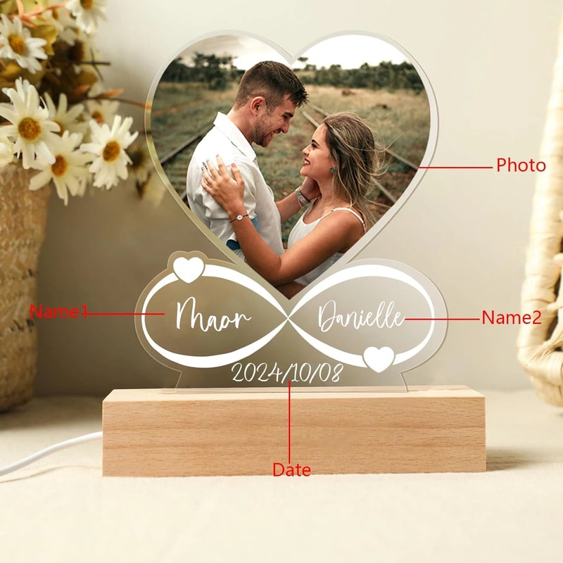 Custom Photo Acrylic Plaque Personalized Couple Gift Anniversary Love Frame 5