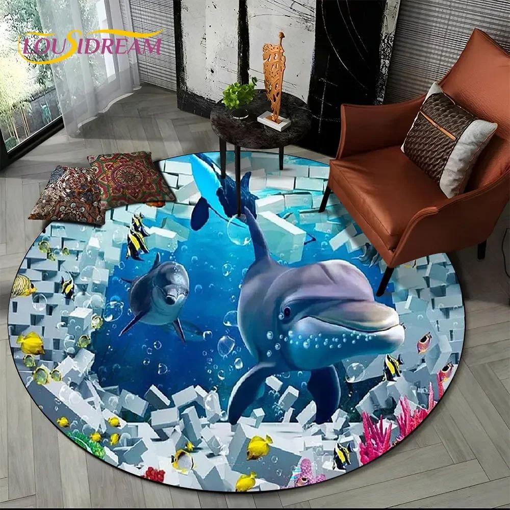 Ocean Dream 3D Dolphin Illusion Area Rug For Living Room Bedroom 21