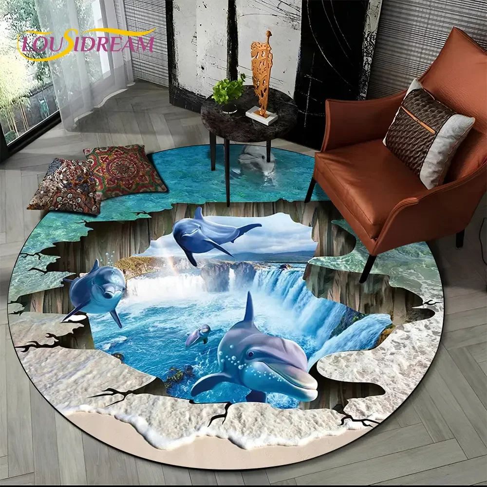 Ocean Dream 3D Dolphin Illusion Area Rug For Living Room Bedroom 24
