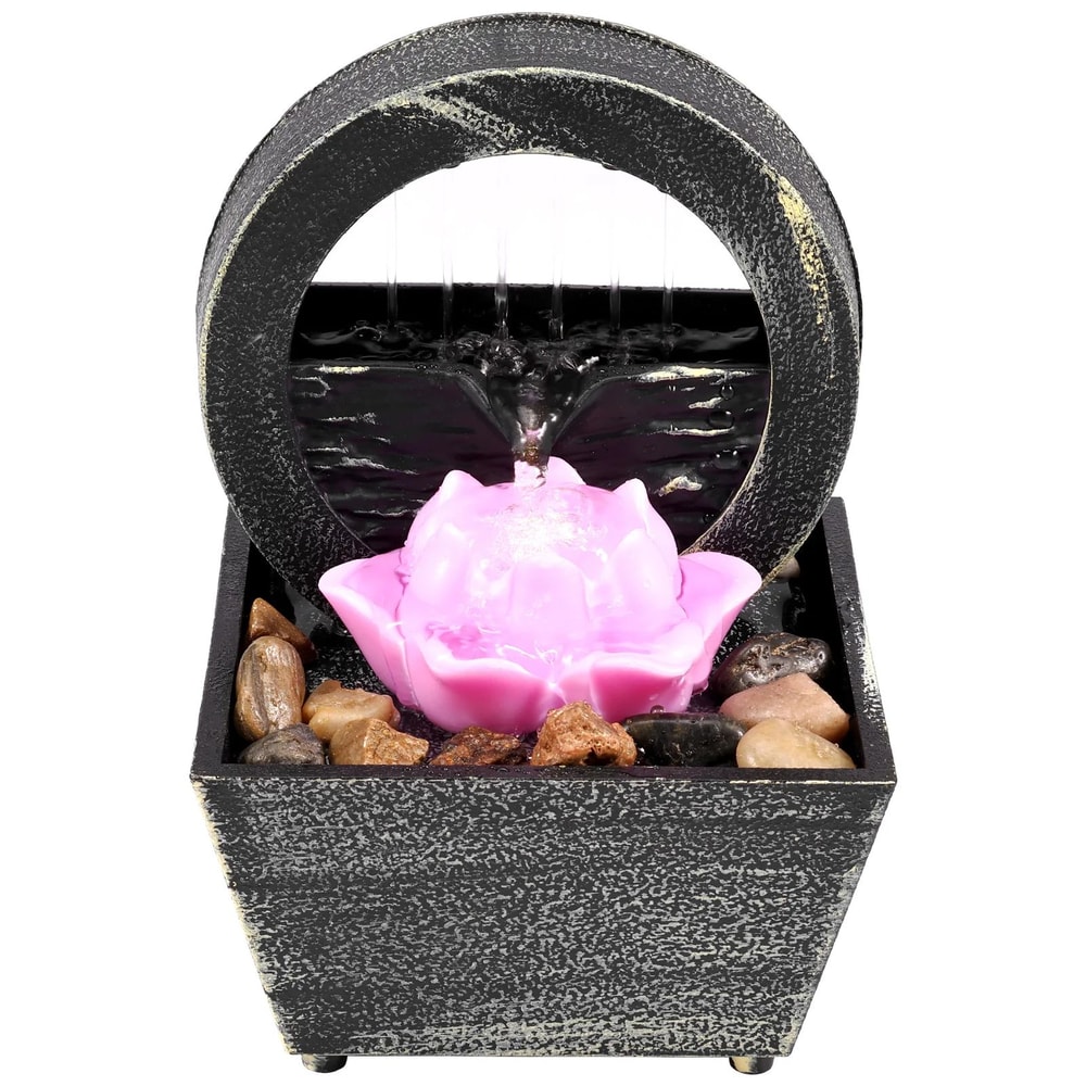 Mini Tabletop Water Fountain With LED Light For Relaxing Home Decor 7
