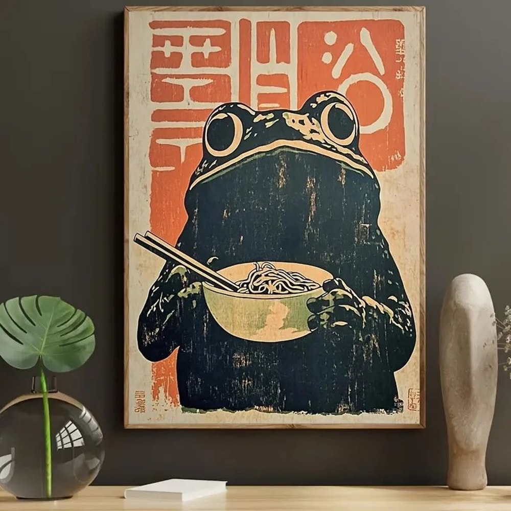 Japanese Frog Ramen Canvas Wall Art Poster For Aesthetic Room Decor 2