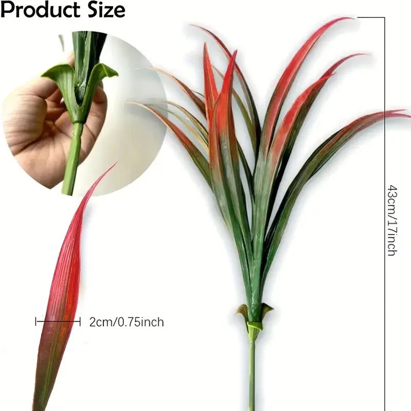 UV Resistant Artificial Outdoor Plants Tall Grass Tropical Faux Greenery Decor 2