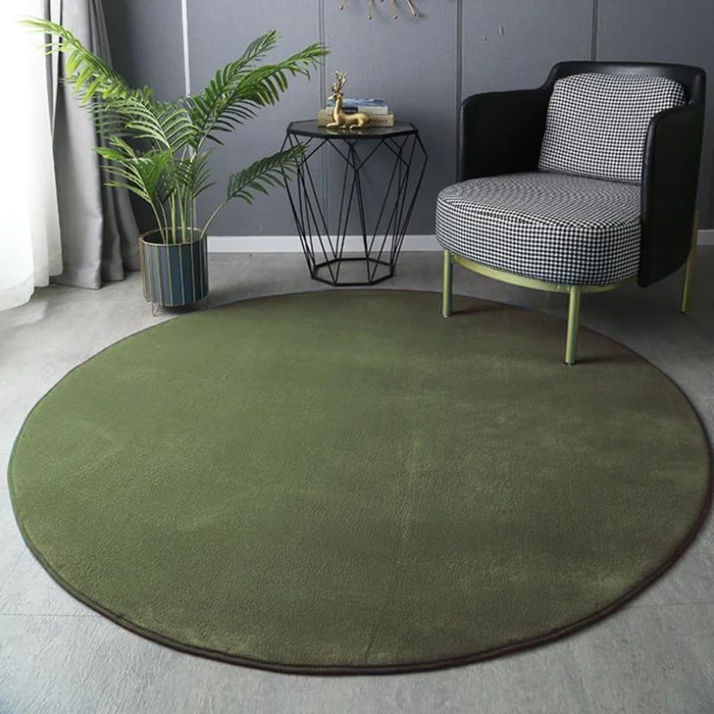 Round Plush Coral Velvet Rug Soft Living Room Carpet For Modern Home 8