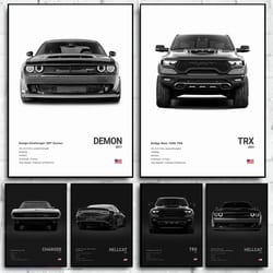 dodge challenger hellcat redeye canvas wall art sports car poster decor