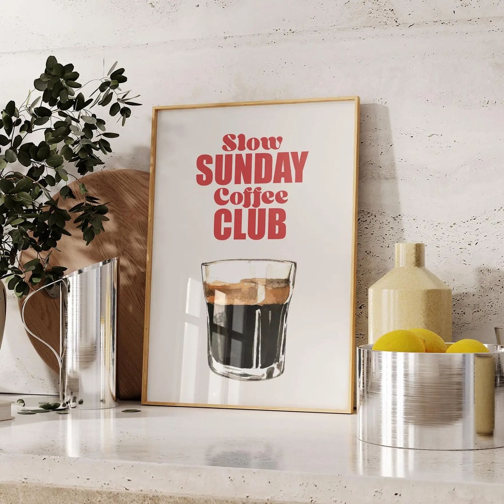 Retro Coffee Club Canvas Wall Art Beige Cafe Poster For Kitchen And Home Decor 8