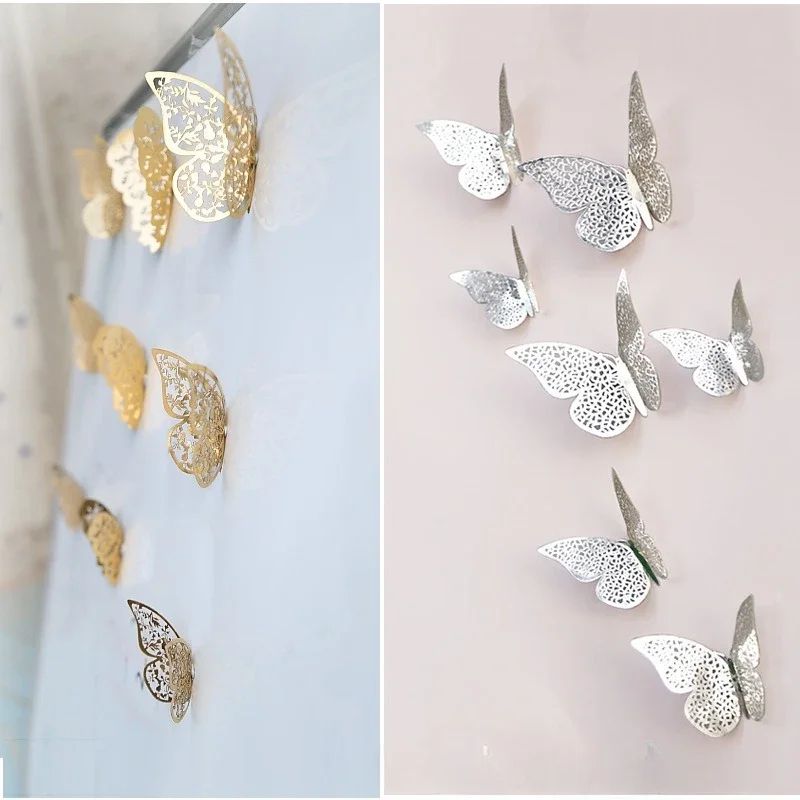 Butterfly Mirror Wall Stickers 3D Decorative Wall Decor Set 2