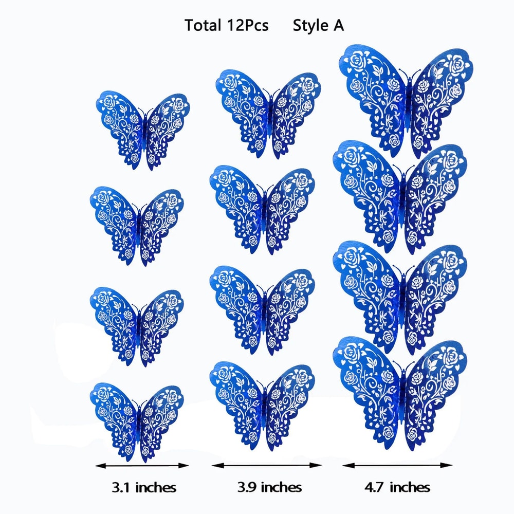 Butterfly Mirror Wall Stickers 3D Decorative Wall Decor Set 6