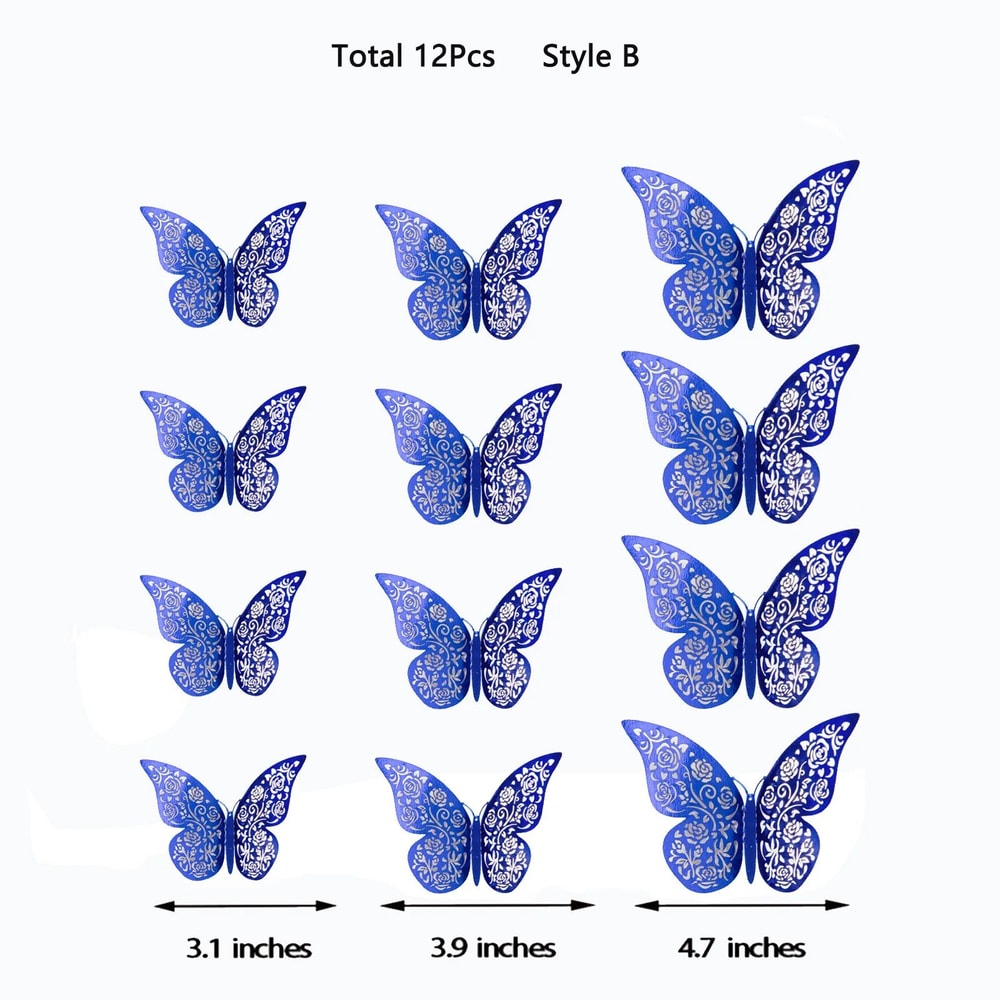 Butterfly Mirror Wall Stickers 3D Decorative Wall Decor Set 7
