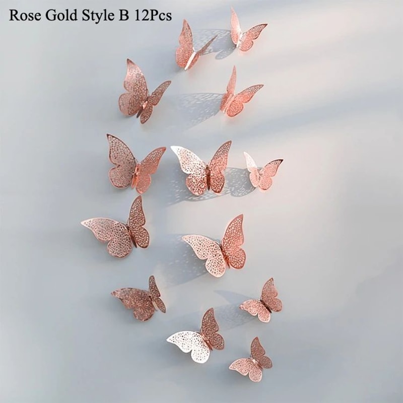 Butterfly Mirror Wall Stickers 3D Decorative Wall Decor Set 26