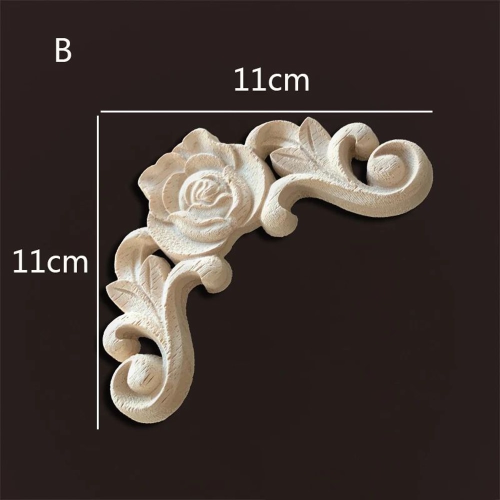 Vintage Rose Wood Carving Furniture Applique Decor 25