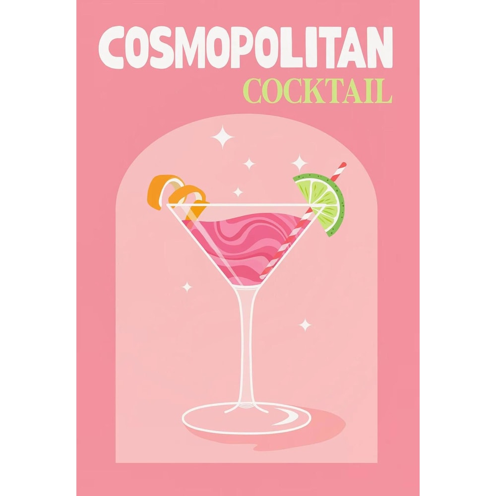 Colorful Cocktail Wall Art Prints Modern Bar Decor Canvas Set 14