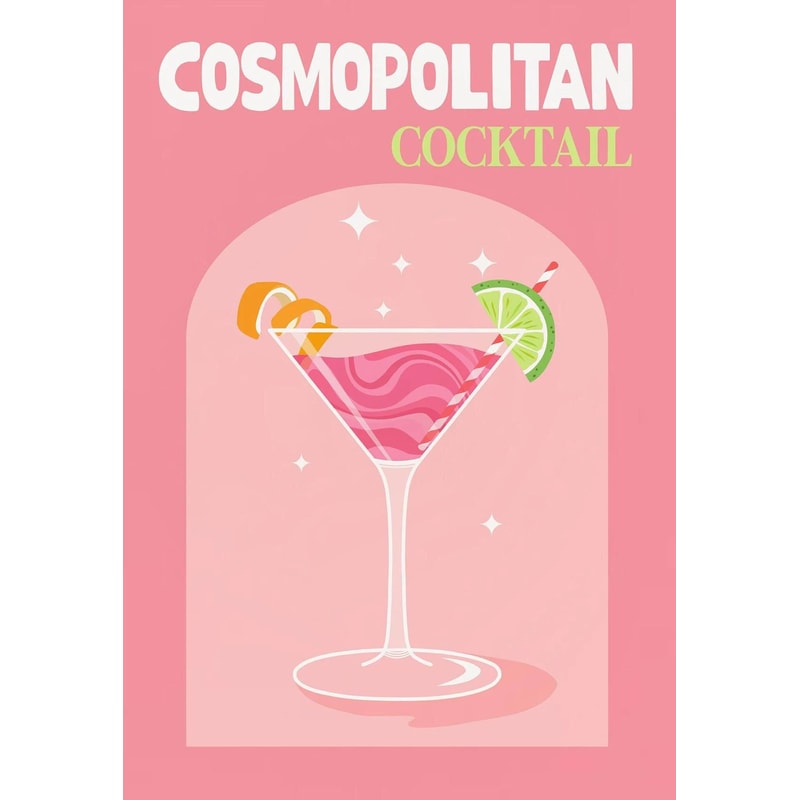 Colorful Cocktail Wall Art Prints Modern Bar Decor Canvas Set 14