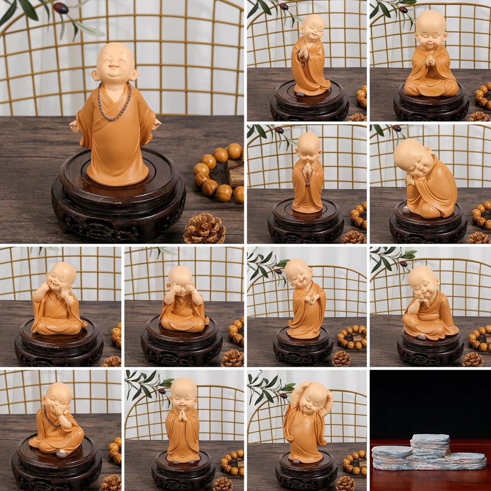 Cute Mini Monk Buddha Statue Resin Desk Decor 1