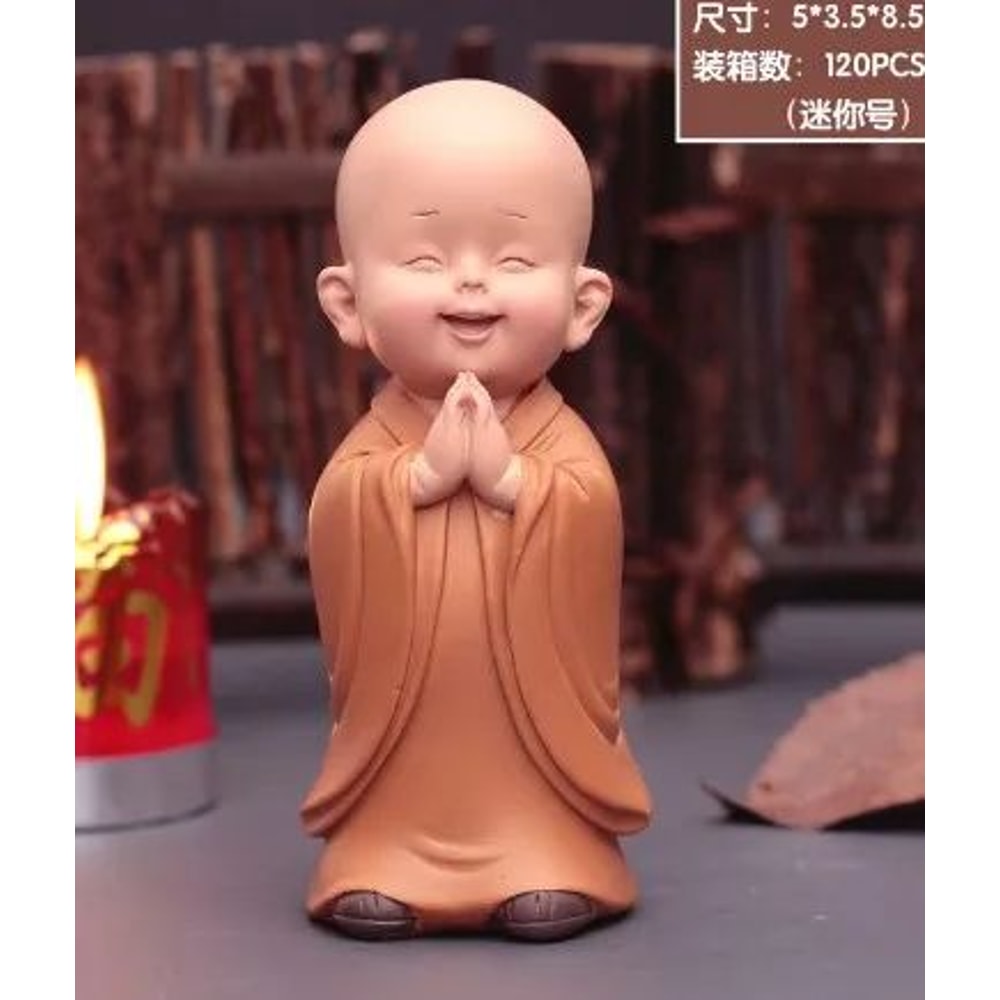 Cute Mini Monk Buddha Statue Resin Desk Decor 6