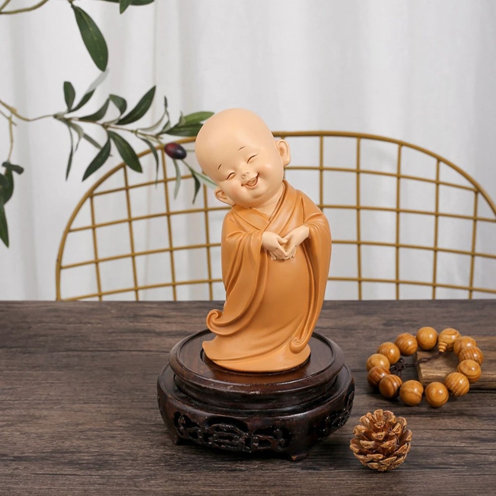 Cute Mini Monk Buddha Statue Resin Desk Decor 8