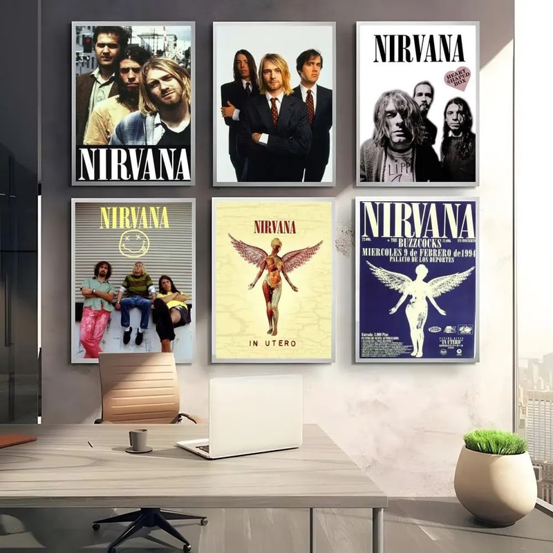 Nirvana Rock Band Canvas Poster Waterproof Wall Art 1