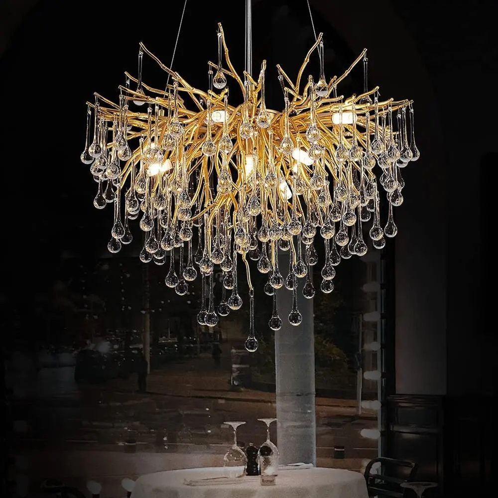 Nordic Gold Crystal Chandelier Luxury LED Ceiling Light 2
