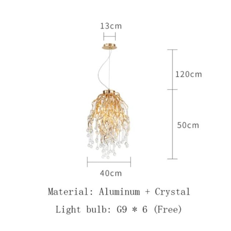 Nordic Gold Crystal Chandelier Luxury LED Ceiling Light 6