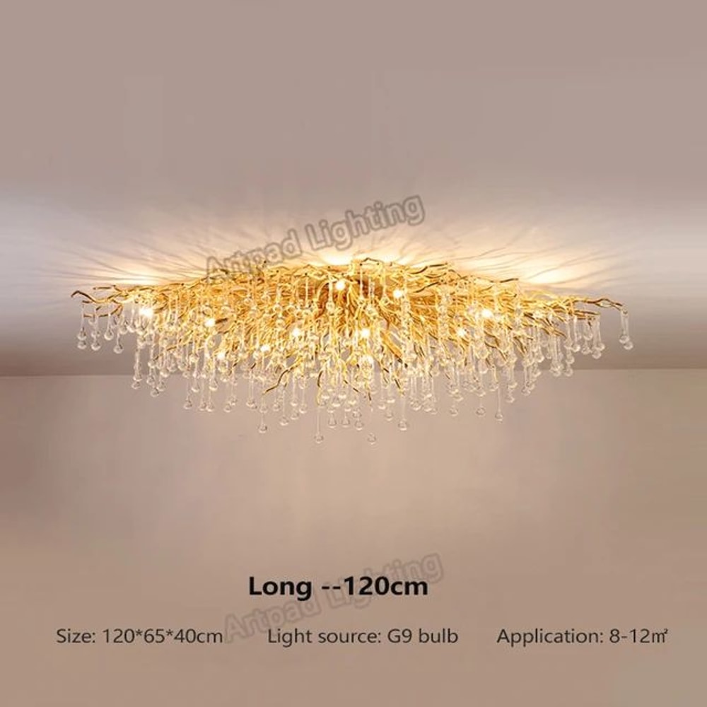 Nordic Gold Crystal Chandelier Luxury LED Ceiling Light 16