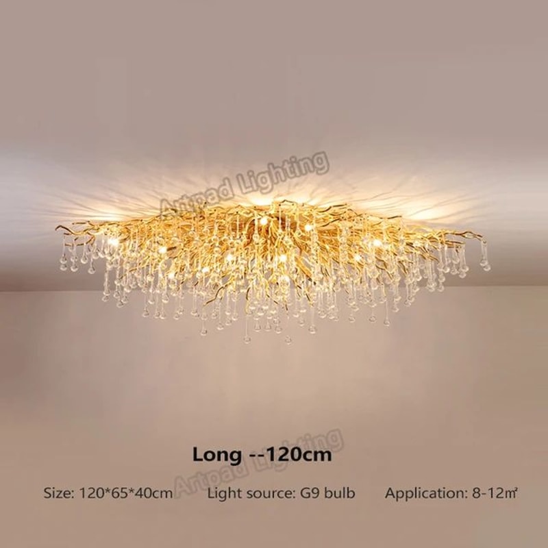 Nordic Gold Crystal Chandelier Luxury LED Ceiling Light 16