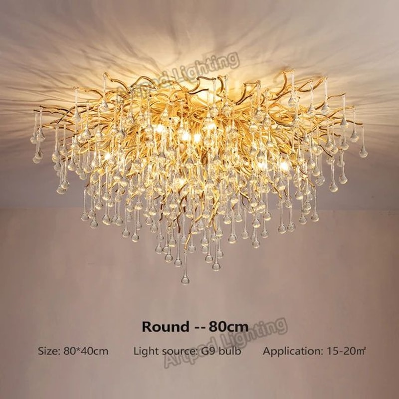 Nordic Gold Crystal Chandelier Luxury LED Ceiling Light 21