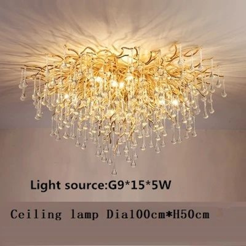 Nordic Gold Crystal Chandelier Luxury LED Ceiling Light 22