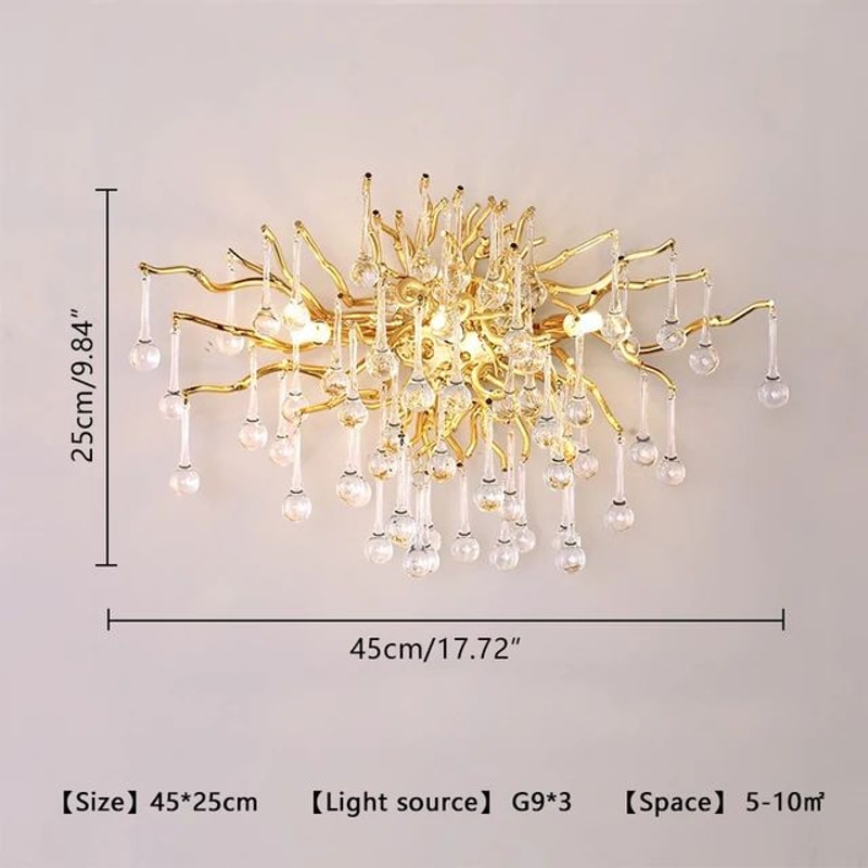 Nordic Gold Crystal Chandelier Luxury LED Ceiling Light 23