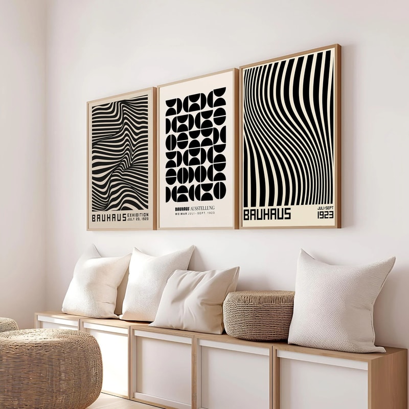 Abstract Bauhaus Orange Geometric Wall Art Canvas Prints 1