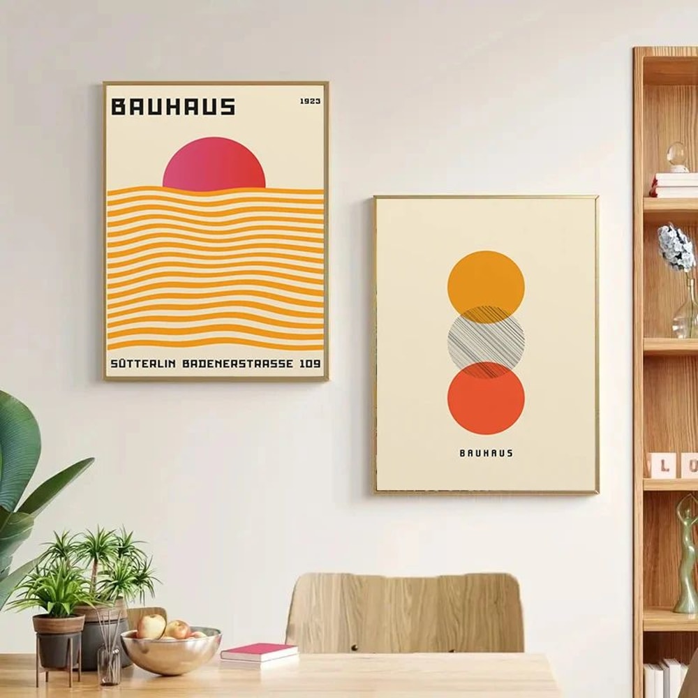 Abstract Bauhaus Orange Geometric Wall Art Canvas Prints 2